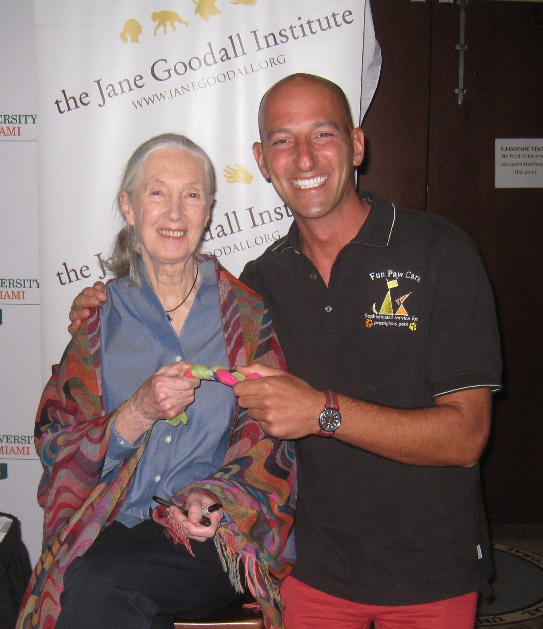 Jane Goodall & Fun Paw Care training homeless pets Jane Goodall miami dog training shelters