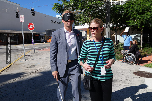 Commissioner Michael Grieco walking blindfolded Commissioner Michael Grieco walking blindfolded