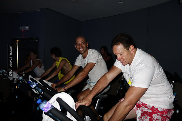 Russell Hartstein and Steve Guttenberg at fly wheel