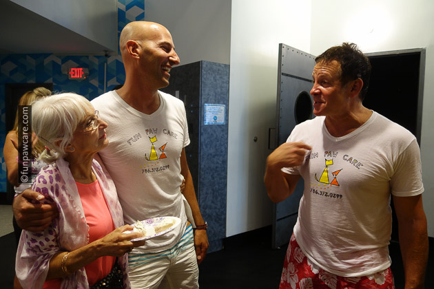 Russell Hartstein and Steve Guttenberg after spin class laughing