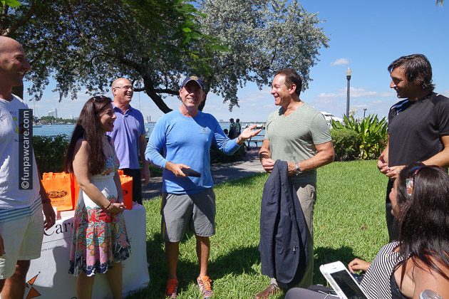 Russell Hartstein and Steve Guttenberg receiving key to the city from the mayor and commissioners of Miami beach