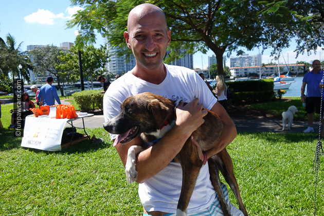 Russell Hartstein of Fun Paw Care and homeless foster dog of miami