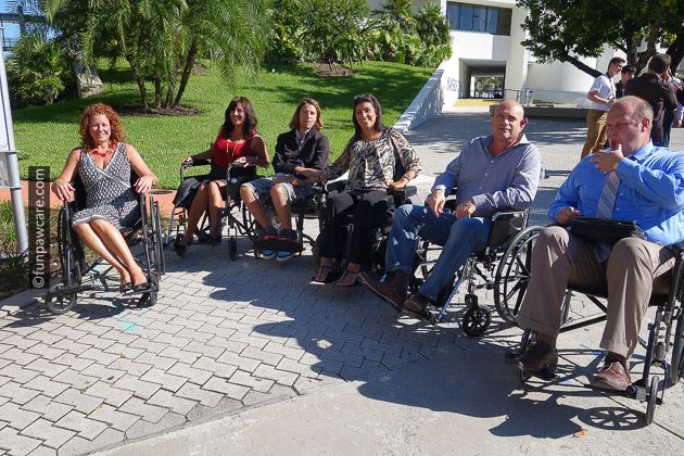 Commissioner Tobin and friends in wheel chairs