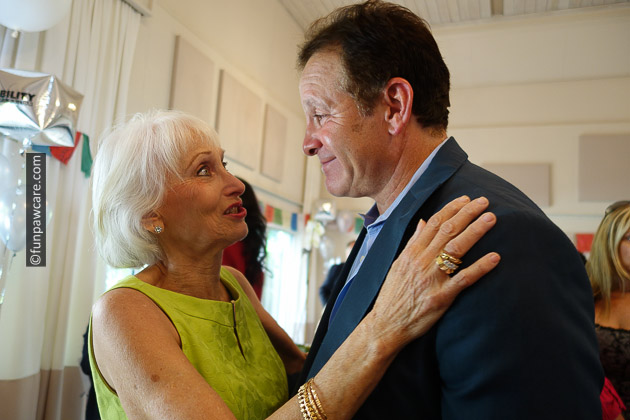 Steve Guttenberg speaking with Sabrina Cohen's mom